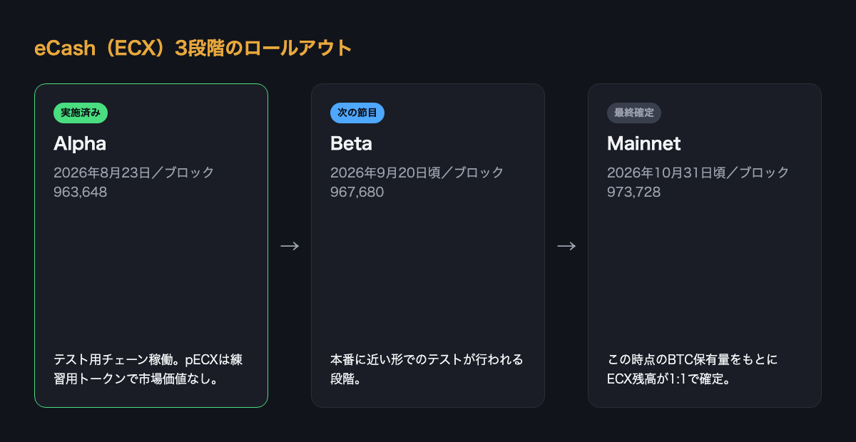 eCash 3段階のロールアウトタイムライン