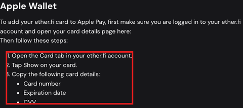 Apple Walletへのカード追加手順（Card→Show→番号コピー）に赤枠