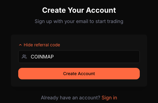 Basedの登録画面。紹介コードCOINMAPが入った状態