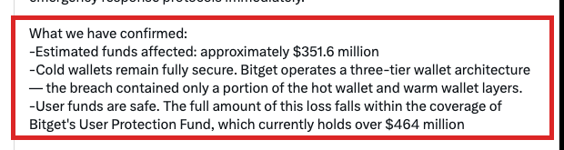 Bitget CEO Gracy ChenのX投稿。2026年9月24日のホットウォレットのインシデントに関するセキュリティ通知