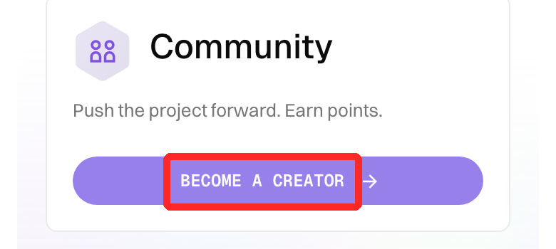 GenLayer公式ポータルのトップ画面と「BECOME A CREATOR」ボタン