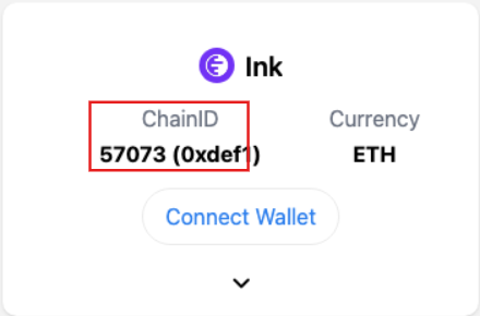 ChainListでInkネットワークを検索した画面