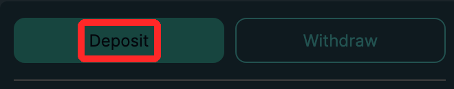 Hyperliquidの取引画面右下にあるDepositボタンとWithdrawボタン