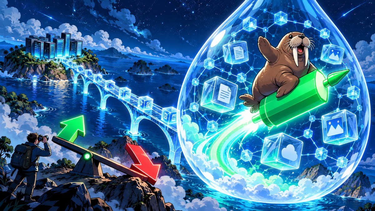 Walrus（WAL）の急騰とSuiの分散ストレージを表すイラスト